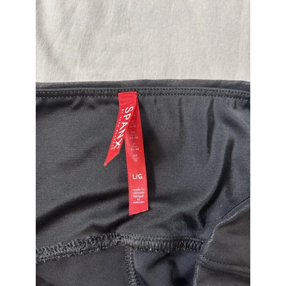 Spanx Leggings Large Faux Leather Moto Metallic Contoured Biker Baddie - Picture 6 of 7